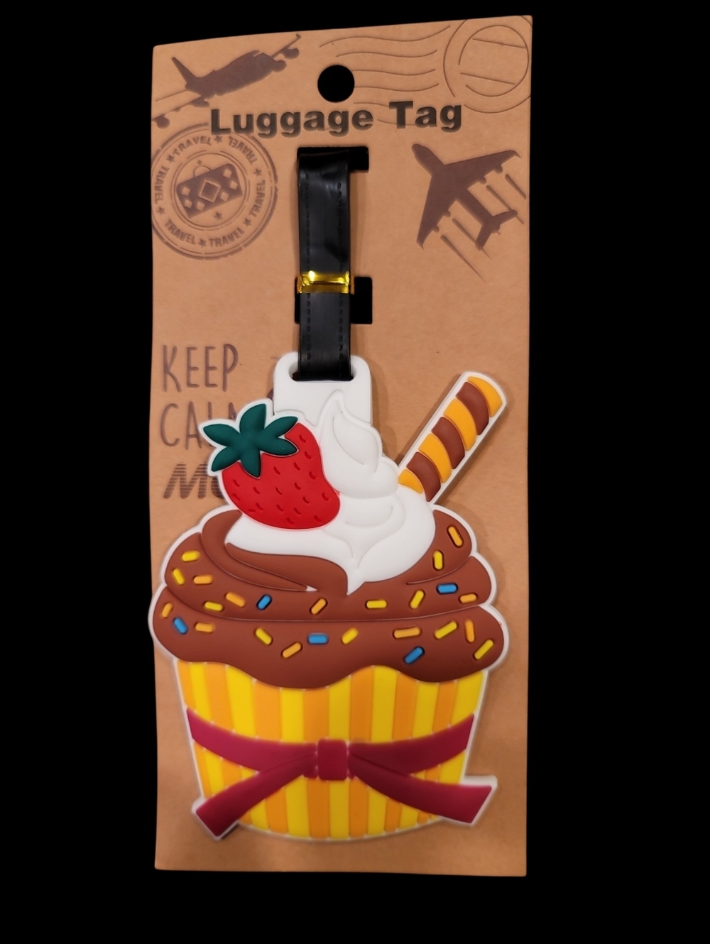 Luggage Tag - Cupcake Yellow, Brown, And Red - Picture 6 of 6